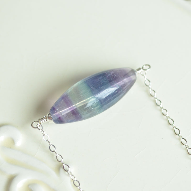 Simple Fluorite Necklace in Sterling Silver