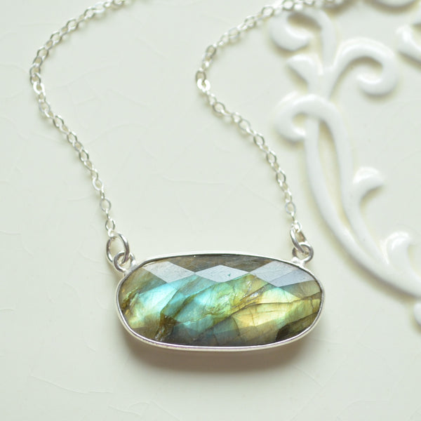 Bold Labradorite Choker Necklace in Sterling Silver