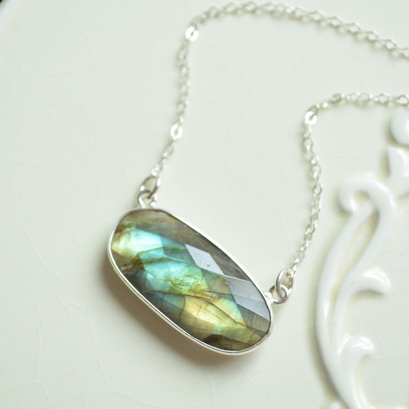Bold Labradorite Choker Necklace in Sterling Silver