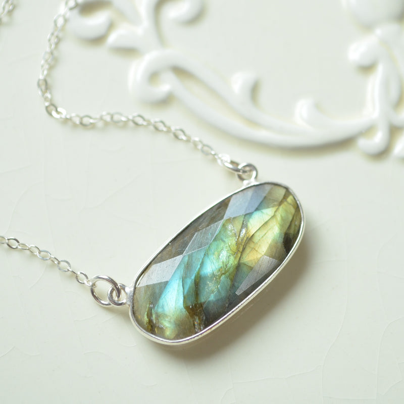Bold Labradorite Choker Necklace in Sterling Silver
