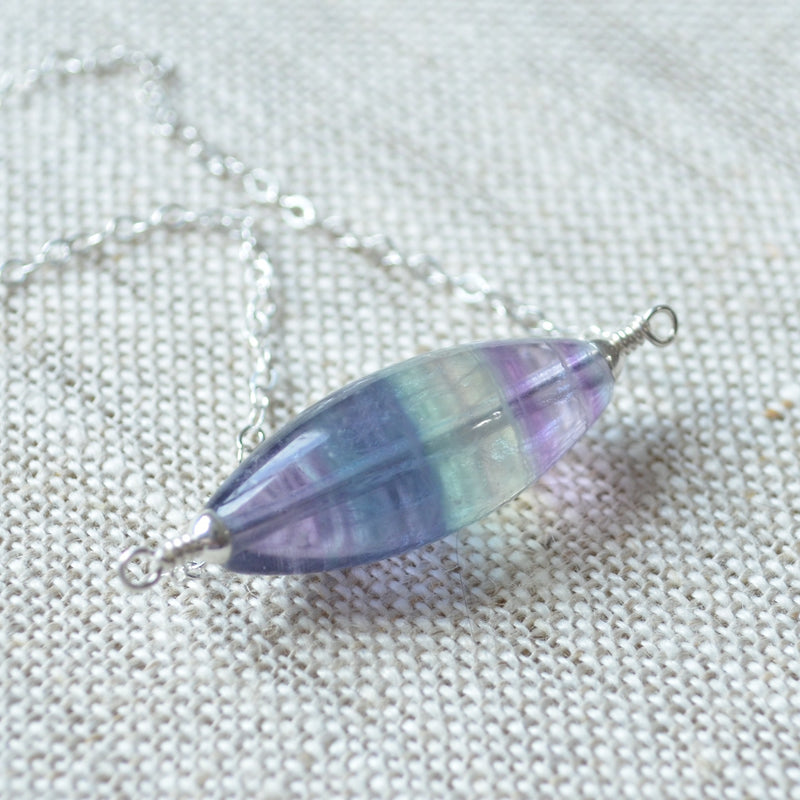 Simple Fluorite Necklace in Sterling Silver
