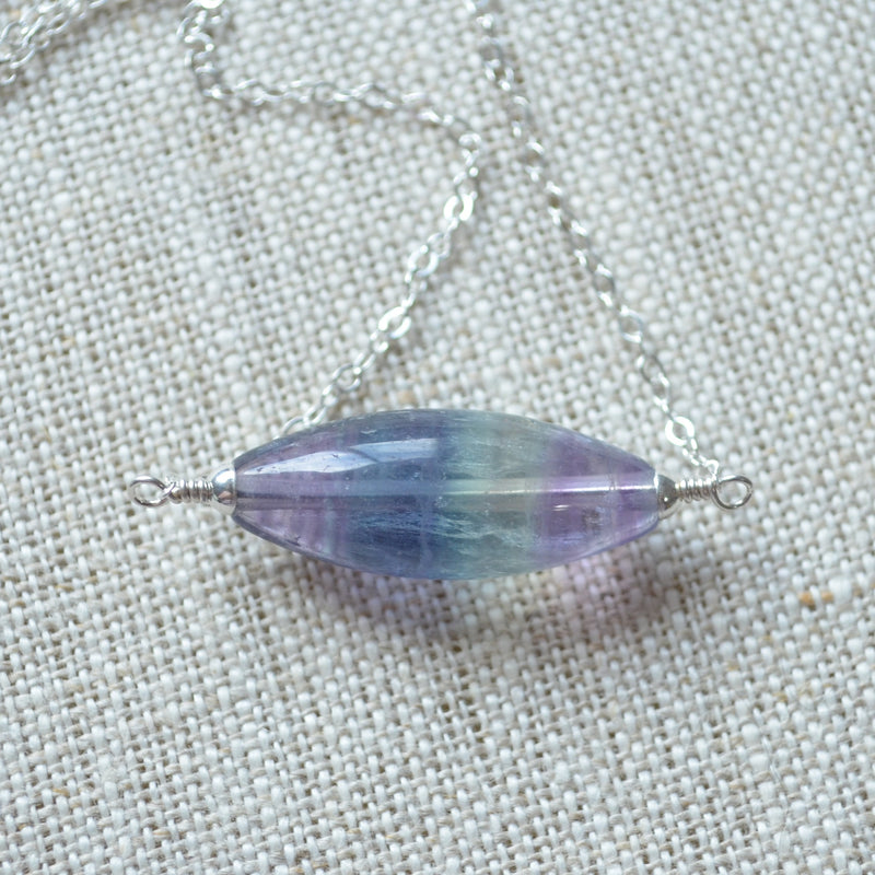 Simple Fluorite Necklace in Sterling Silver