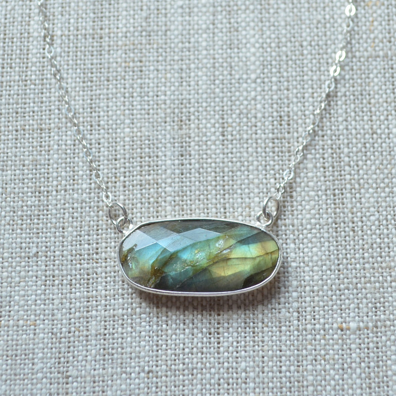 Bold Labradorite Choker Necklace in Sterling Silver