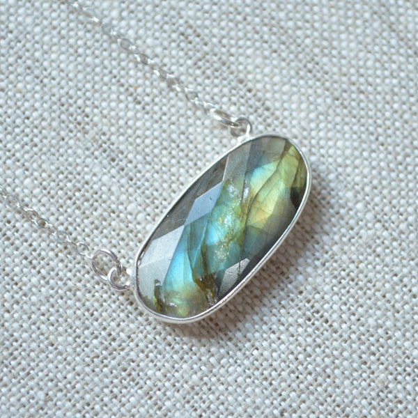 Bold Labradorite Choker Necklace in Sterling Silver
