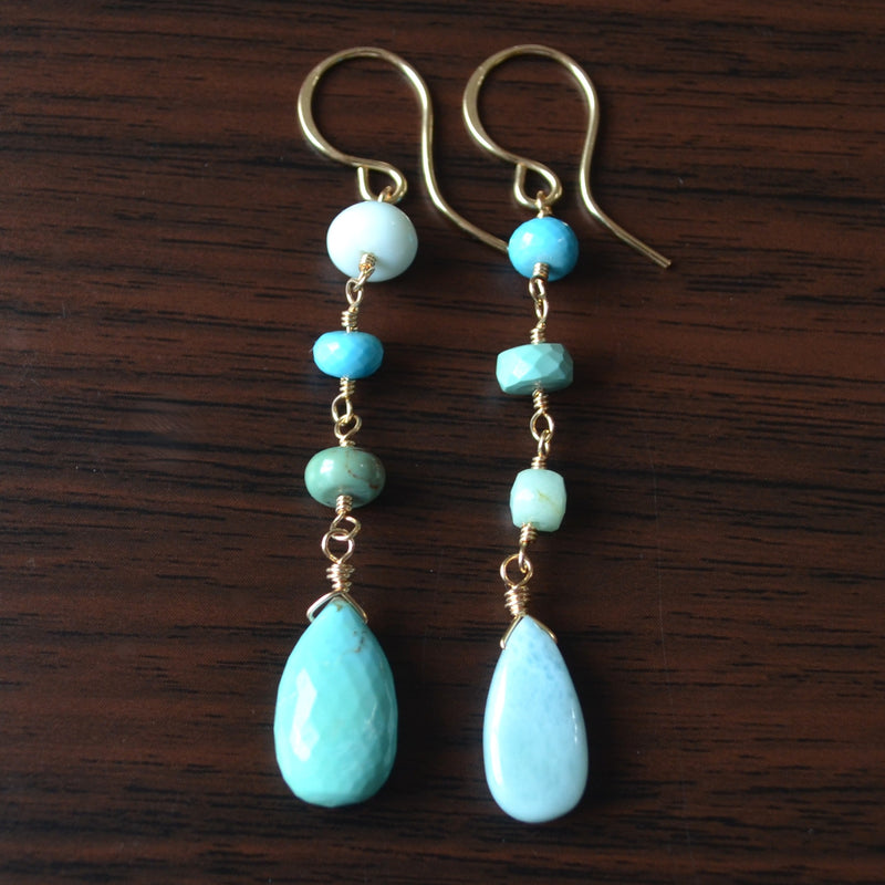 Blue Mismatched Earrings with Turquoise and Larimar