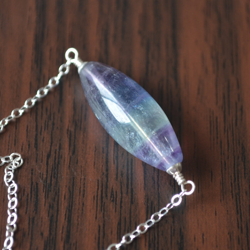 Simple Fluorite Necklace in Sterling Silver