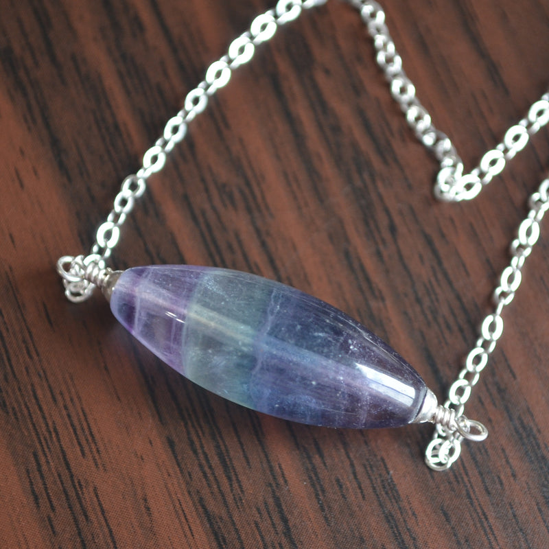 Simple Fluorite Necklace in Sterling Silver