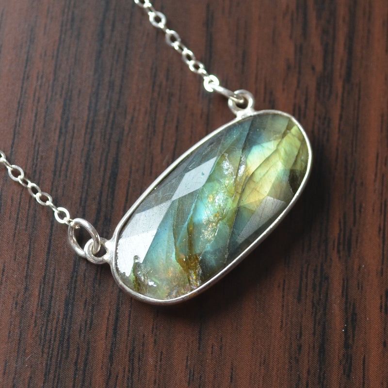 Bold Labradorite Choker Necklace in Sterling Silver
