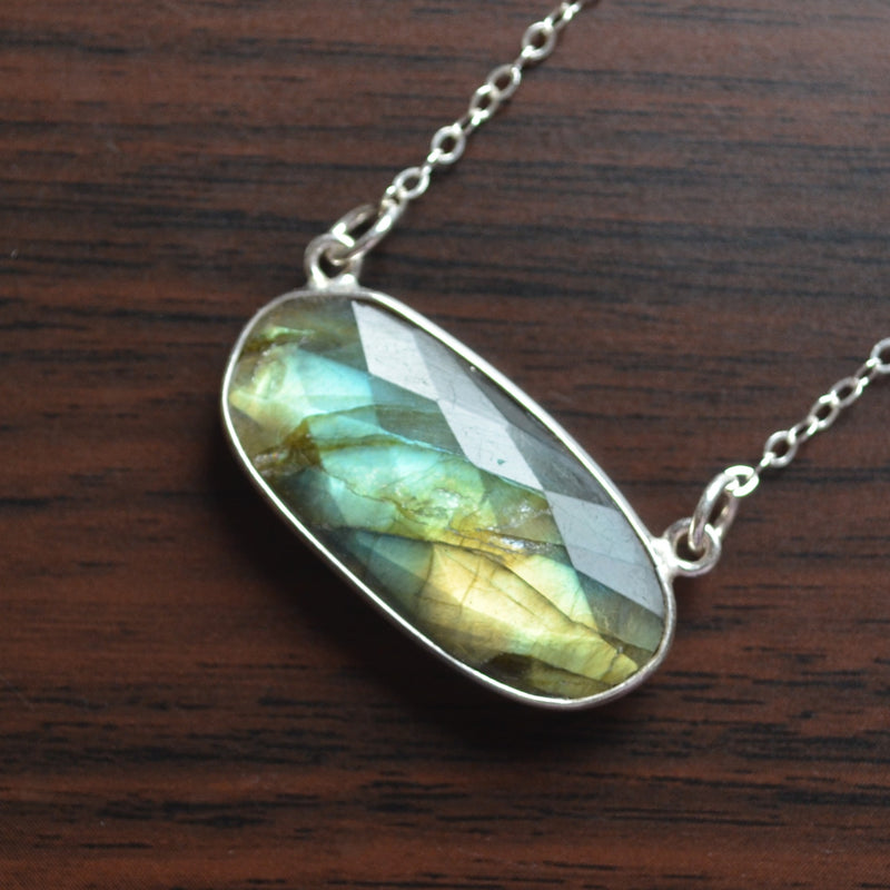 Bold Labradorite Choker Necklace in Sterling Silver
