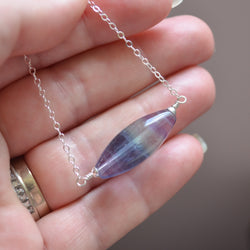 Simple Fluorite Necklace in Sterling Silver
