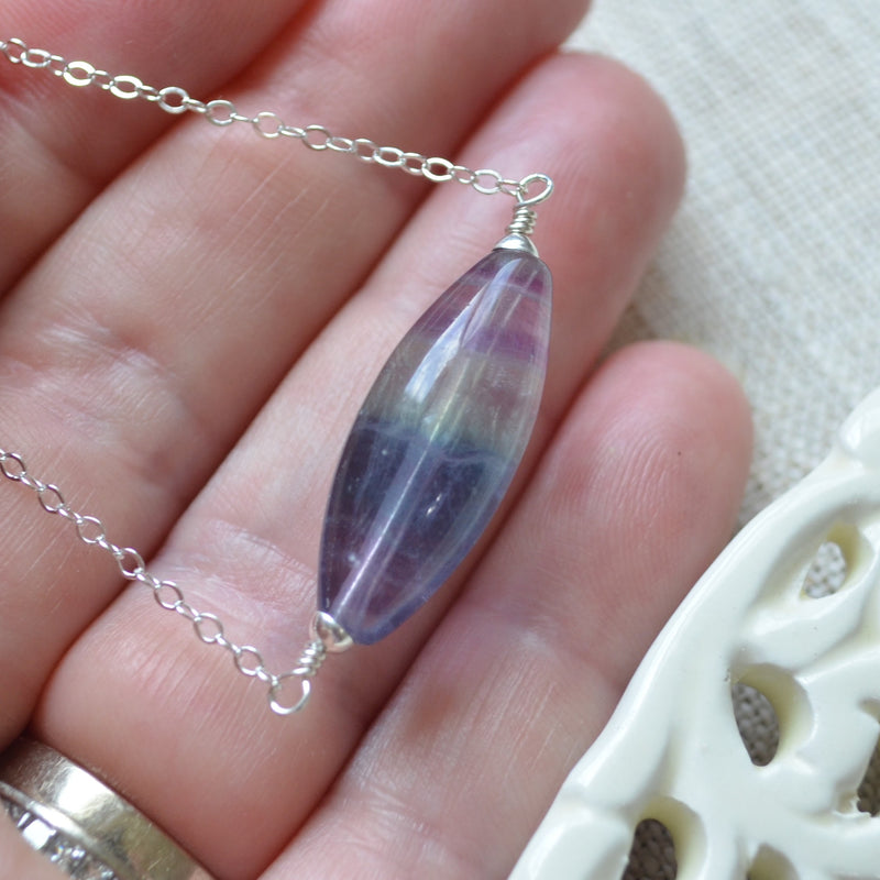 Simple Fluorite Necklace in Sterling Silver