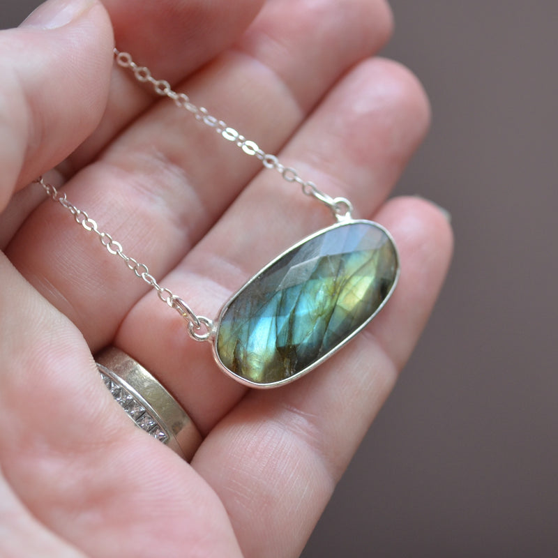 Bold Labradorite Choker Necklace in Sterling Silver