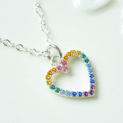 Rainbow Heart Necklace for Girls