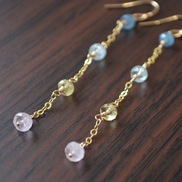 Real Aquamarine and Gold Earrings
