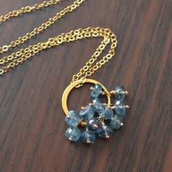 Moss Kyanite Cluster Necklace in Gold