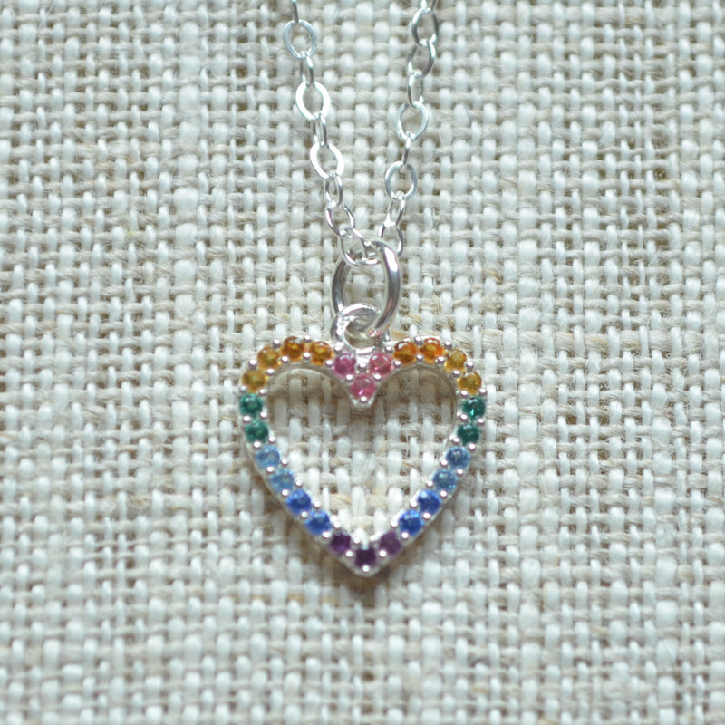 Rainbow Heart Necklace for Girls