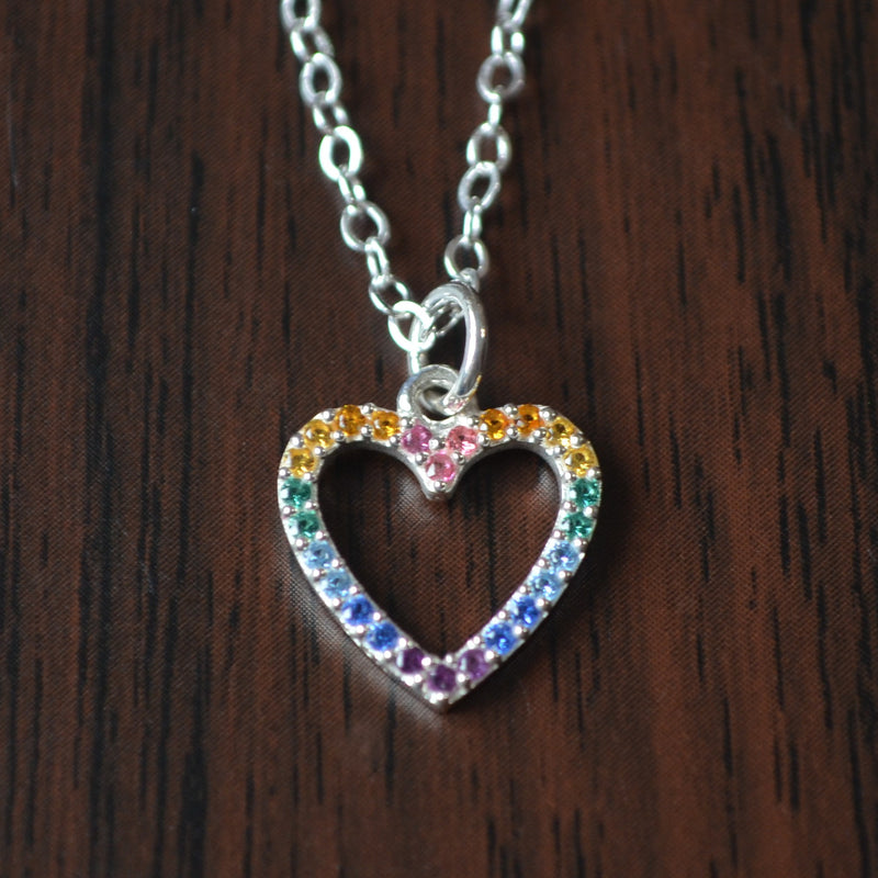 Rainbow Heart Necklace for Girls
