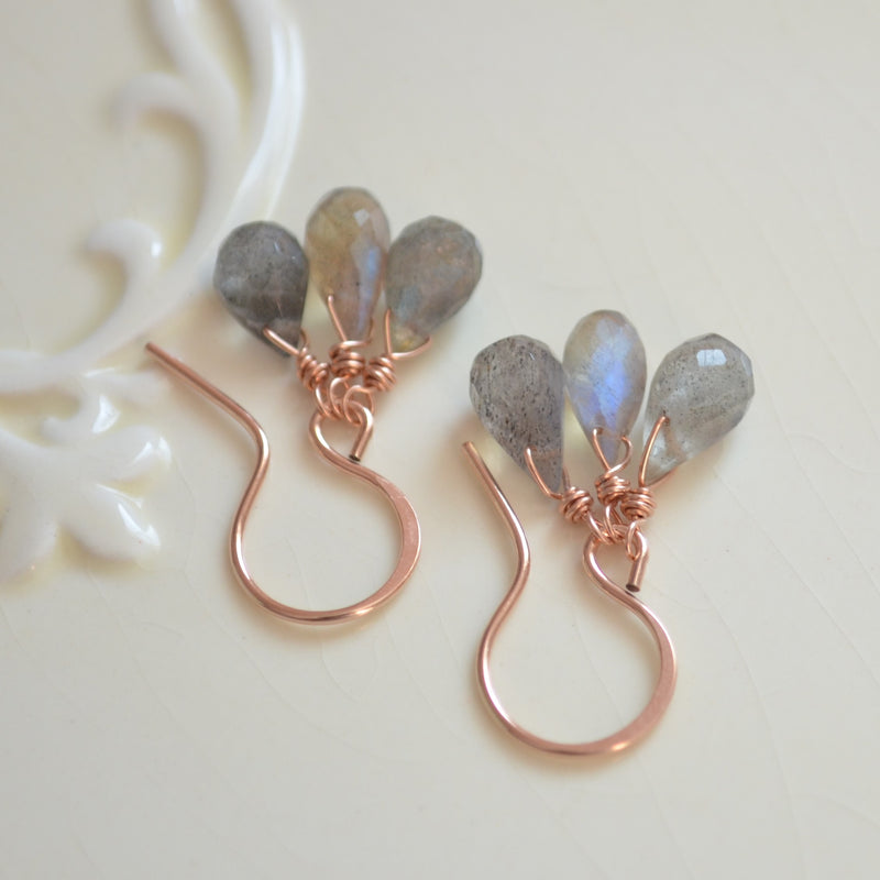 Labradorite Earrings in Rose Gold