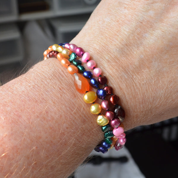 Rainbow Wrap Bracelet or Necklace Hand Knotted with Silk