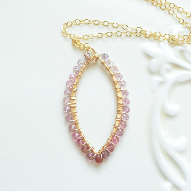 Spinel Gemstone Marquise Necklace in Gold