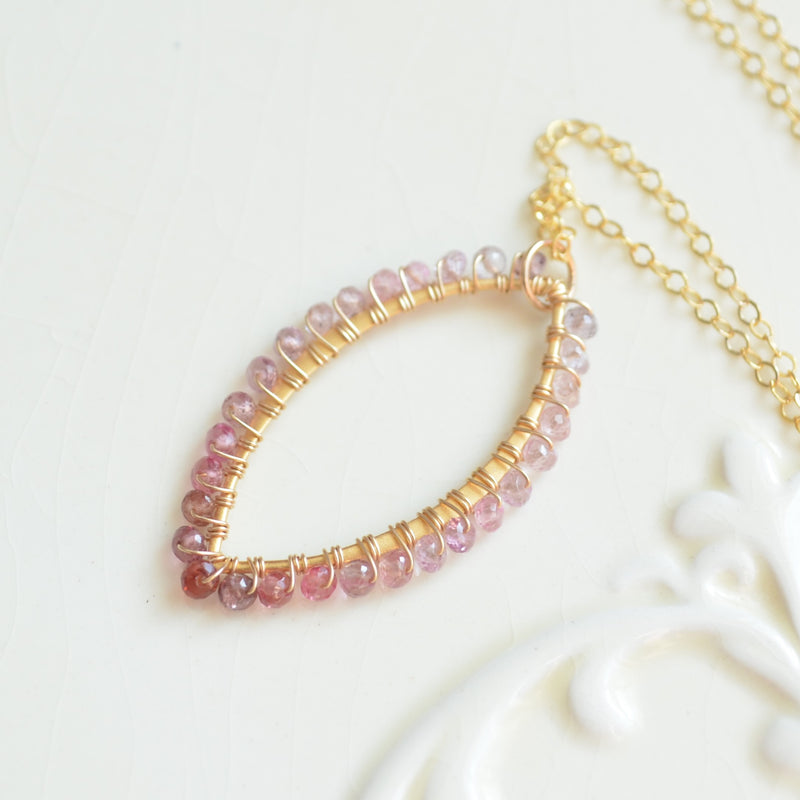 Spinel Gemstone Marquise Necklace in Gold