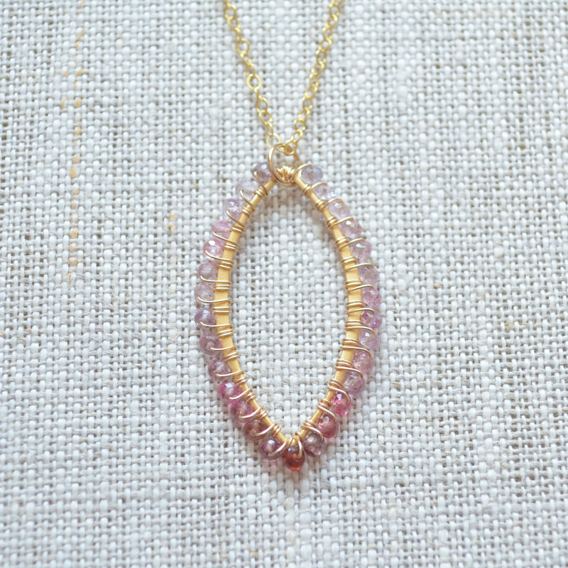 Spinel Gemstone Marquise Necklace in Gold