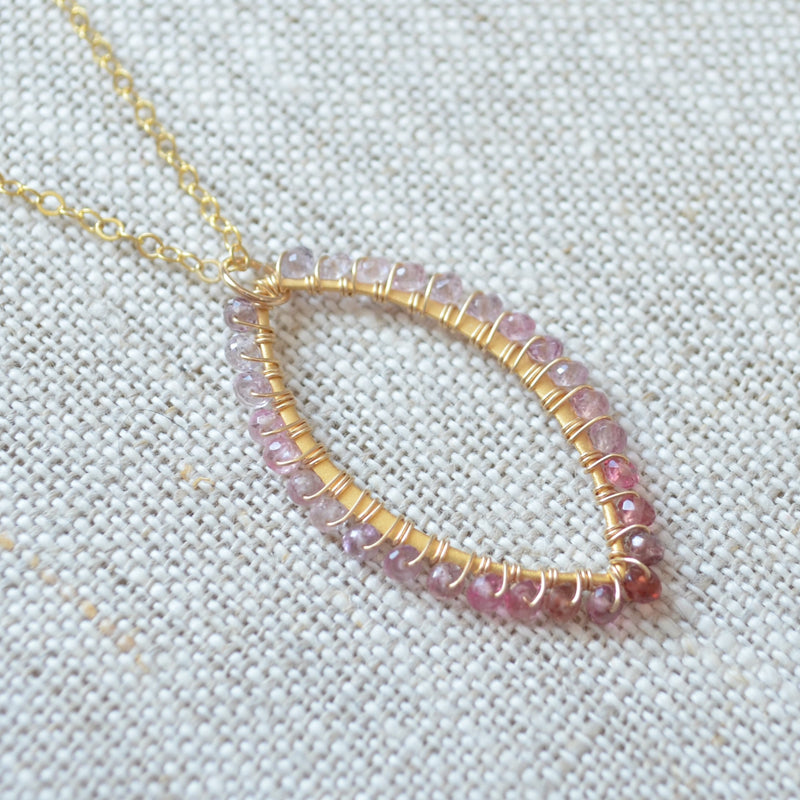 Spinel Gemstone Marquise Necklace in Gold