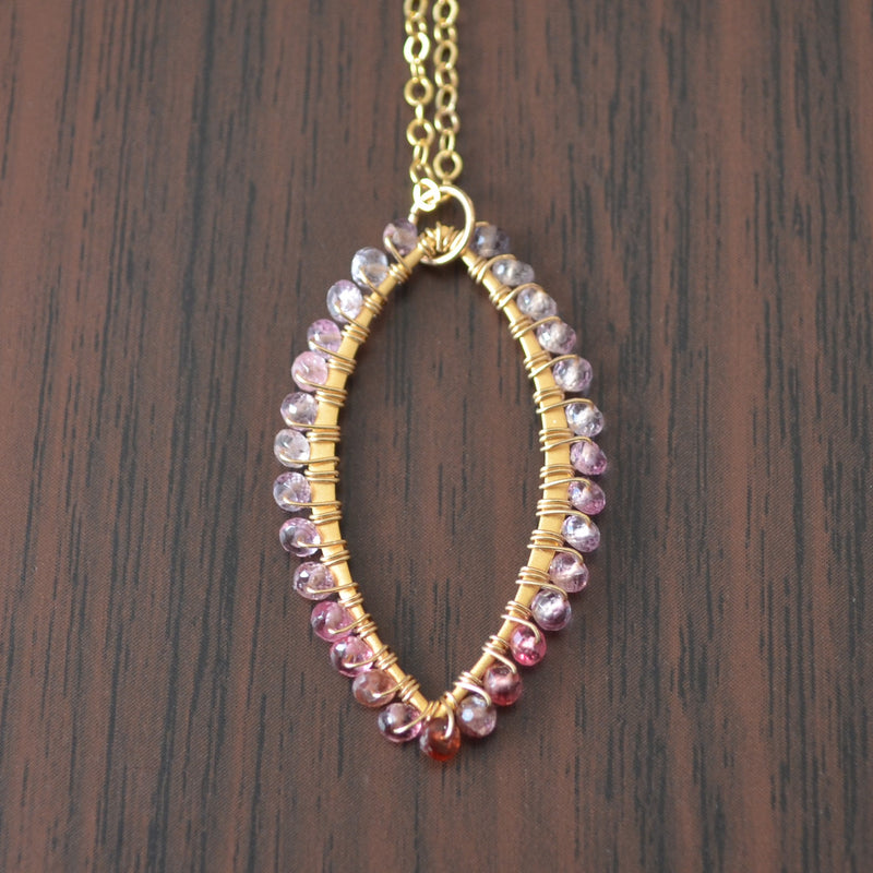 Spinel Gemstone Marquise Necklace in Gold