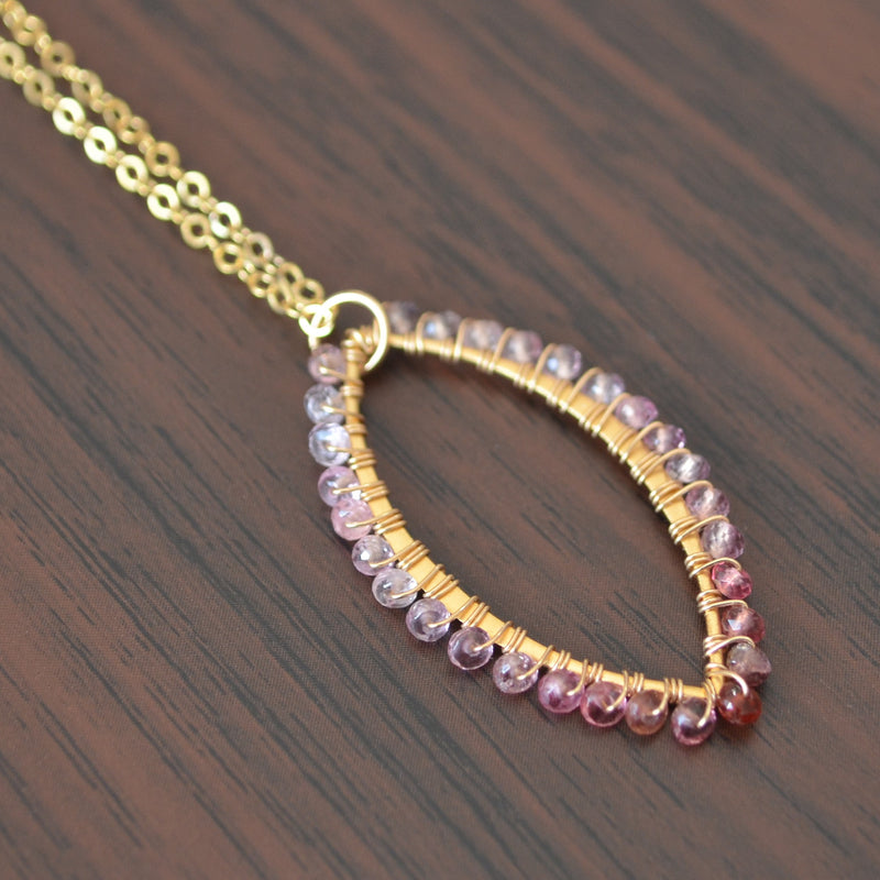 Spinel Gemstone Marquise Necklace in Gold