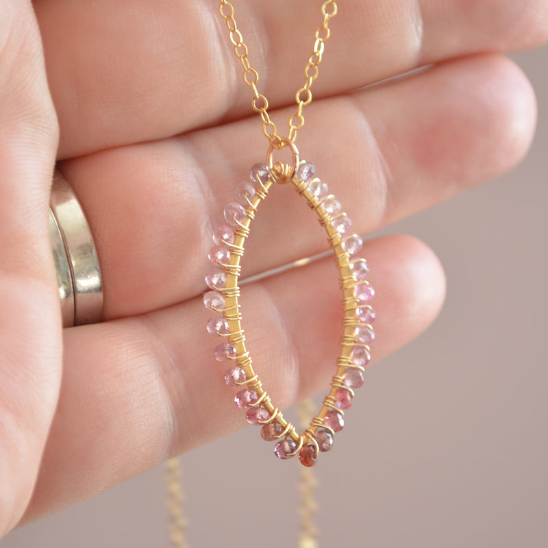 Spinel Gemstone Marquise Necklace in Gold