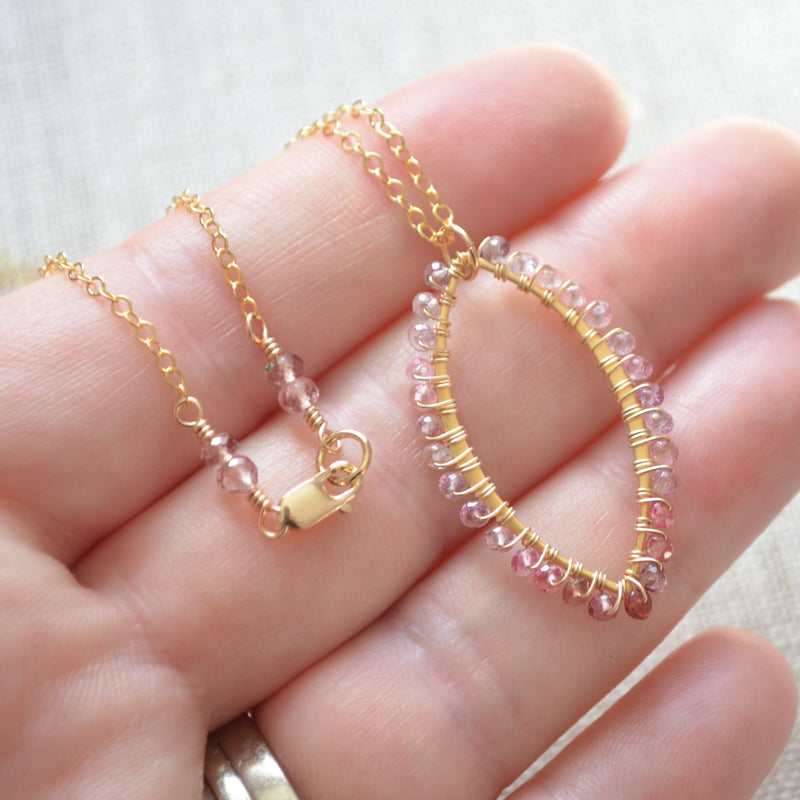 Spinel Gemstone Marquise Necklace in Gold