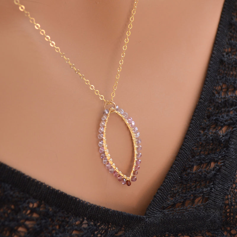 Spinel Gemstone Marquise Necklace in Gold