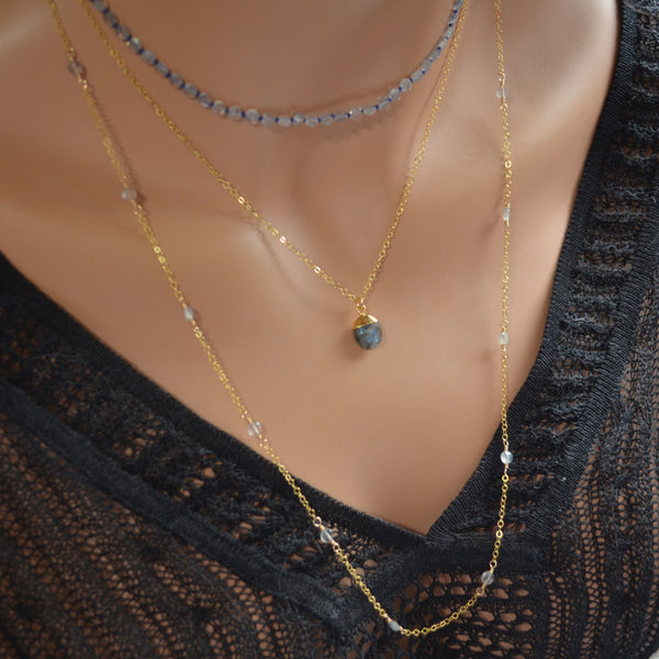 Layering Necklace Set with Labradorite