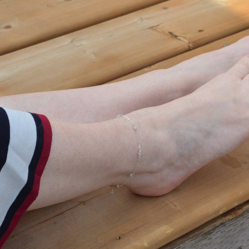 Blue Topaz Anklet in Sterling Silver