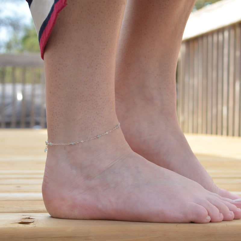 Blue Topaz Anklet in Sterling Silver