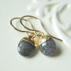 Celestial Quartz Drop Earrings in Gold