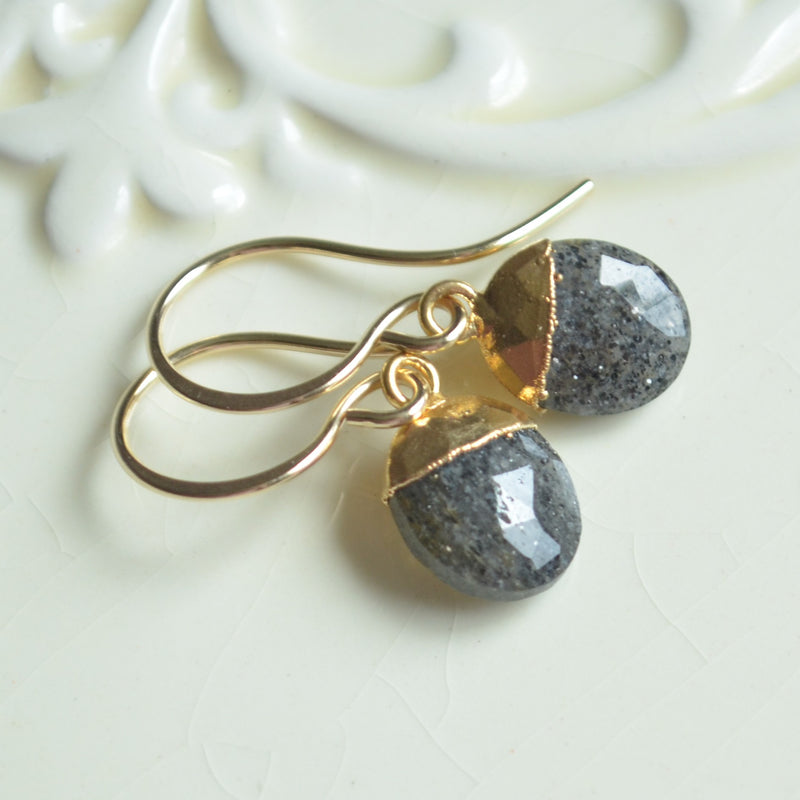 Celestial Quartz Drop Earrings in Gold