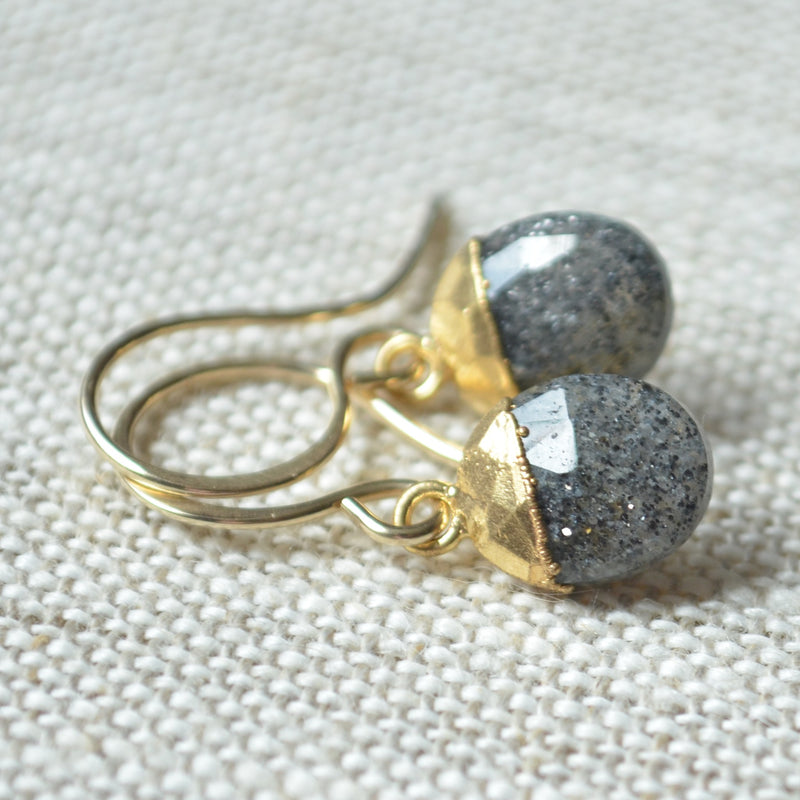 Celestial Quartz Drop Earrings in Gold