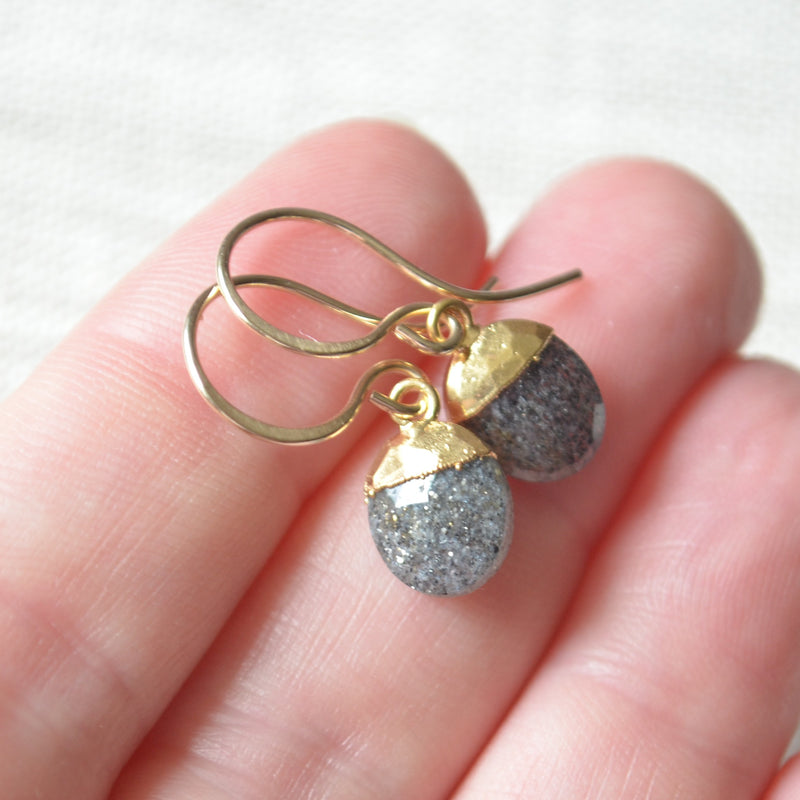 Celestial Quartz Drop Earrings in Gold