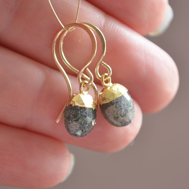Celestial Quartz Drop Earrings in Gold