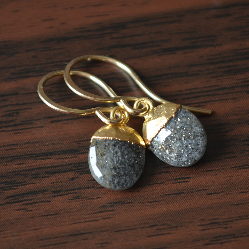 Celestial Quartz Drop Earrings in Gold