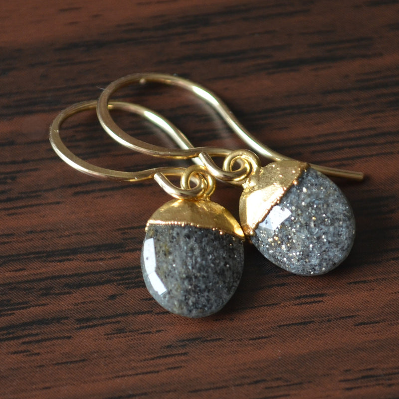 Celestial Quartz Drop Earrings in Gold