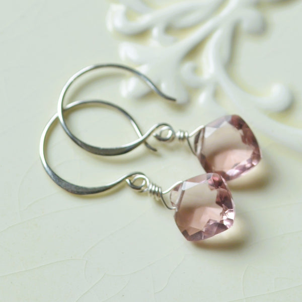 Light Plum Quartz Earrings in Sterling Silver