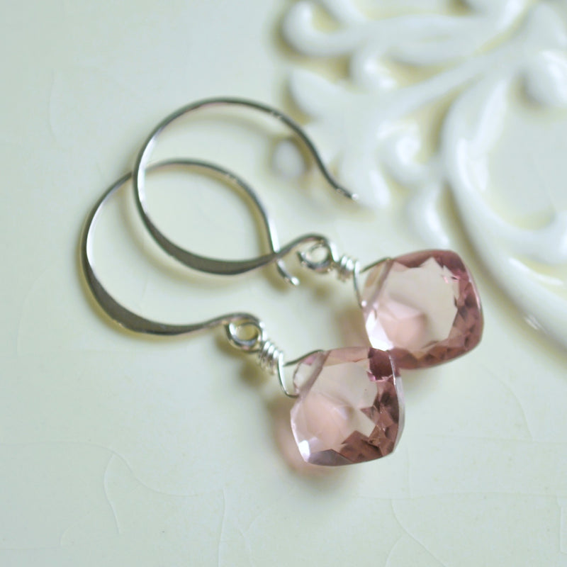 Light Plum Quartz Earrings in Sterling Silver
