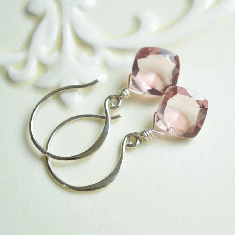 Light Plum Quartz Earrings in Sterling Silver