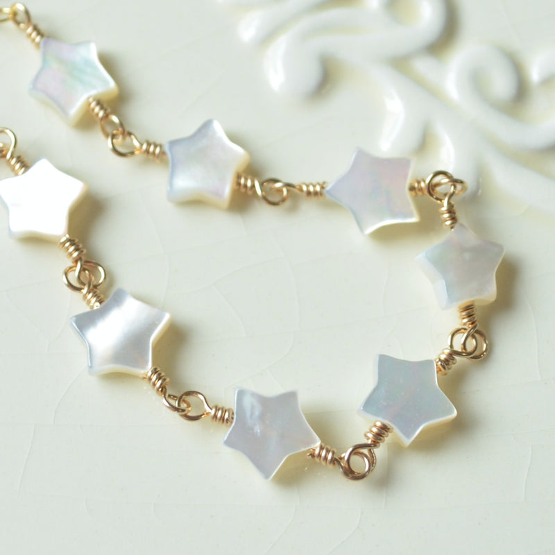 Mother of Pearl Star Bracelet in Gold or Silver