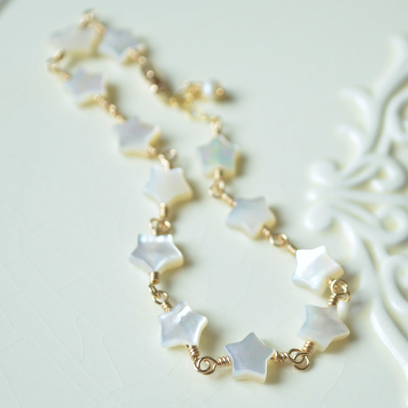 Mother of Pearl Star Bracelet in Gold or Silver