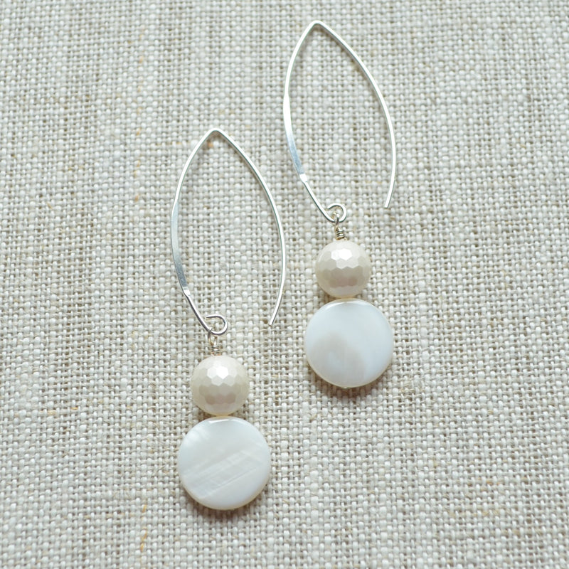Long Mother of Pearl Earrings in Sterling Silver