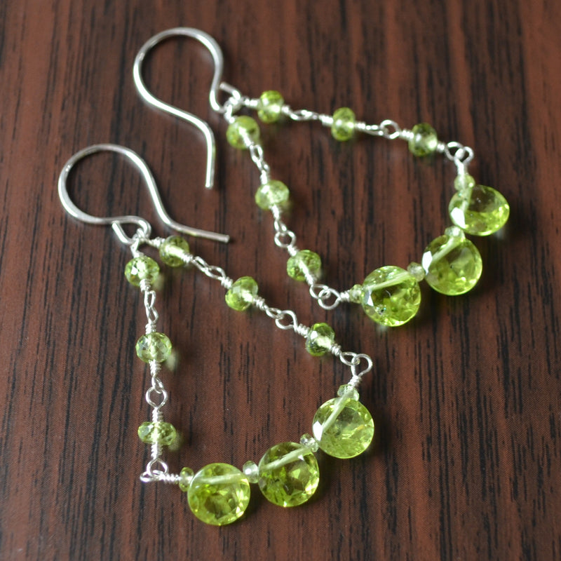 Peridot Chandelier Earrings in Sterling Silver