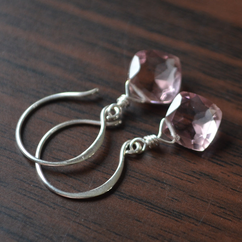 Light Plum Quartz Earrings in Sterling Silver